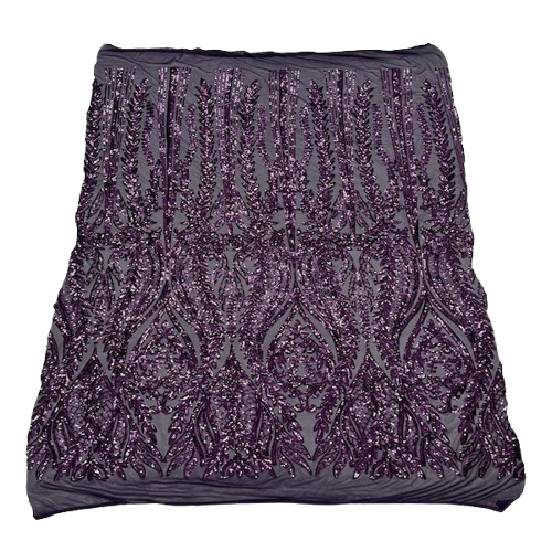 Anault Damask Stretch Sequins Nylon Spandex Mesh Fabric - Damask Sequins, 60" Width, 4-Way Stretch (1 Yard)