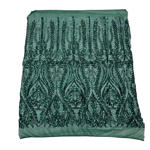 Anault Damask Stretch Sequins Nylon Spandex Mesh Fabric - Damask Sequins, 60" Width, 4-Way Stretch (1 Yard)