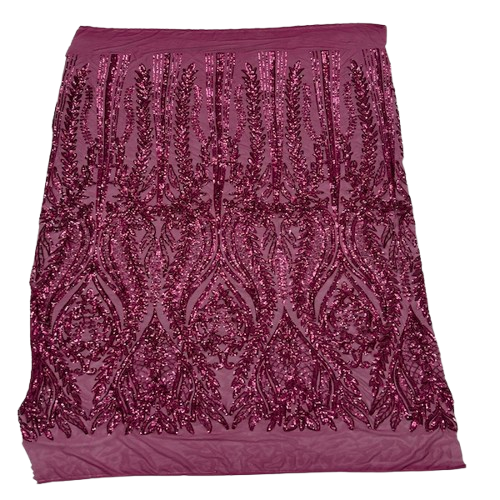 Anault Damask Stretch Sequins Nylon Spandex Mesh Fabric - Damask Sequins, 60" Width, 4-Way Stretch (1 Yard)