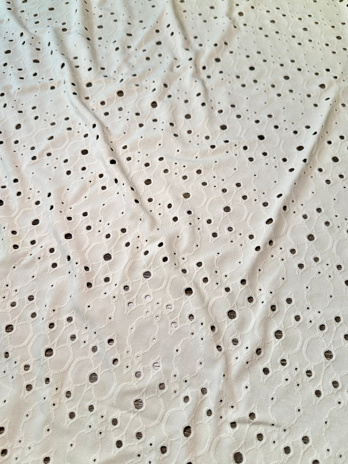 Ivory 4-Way Stretch Eyelet Knit