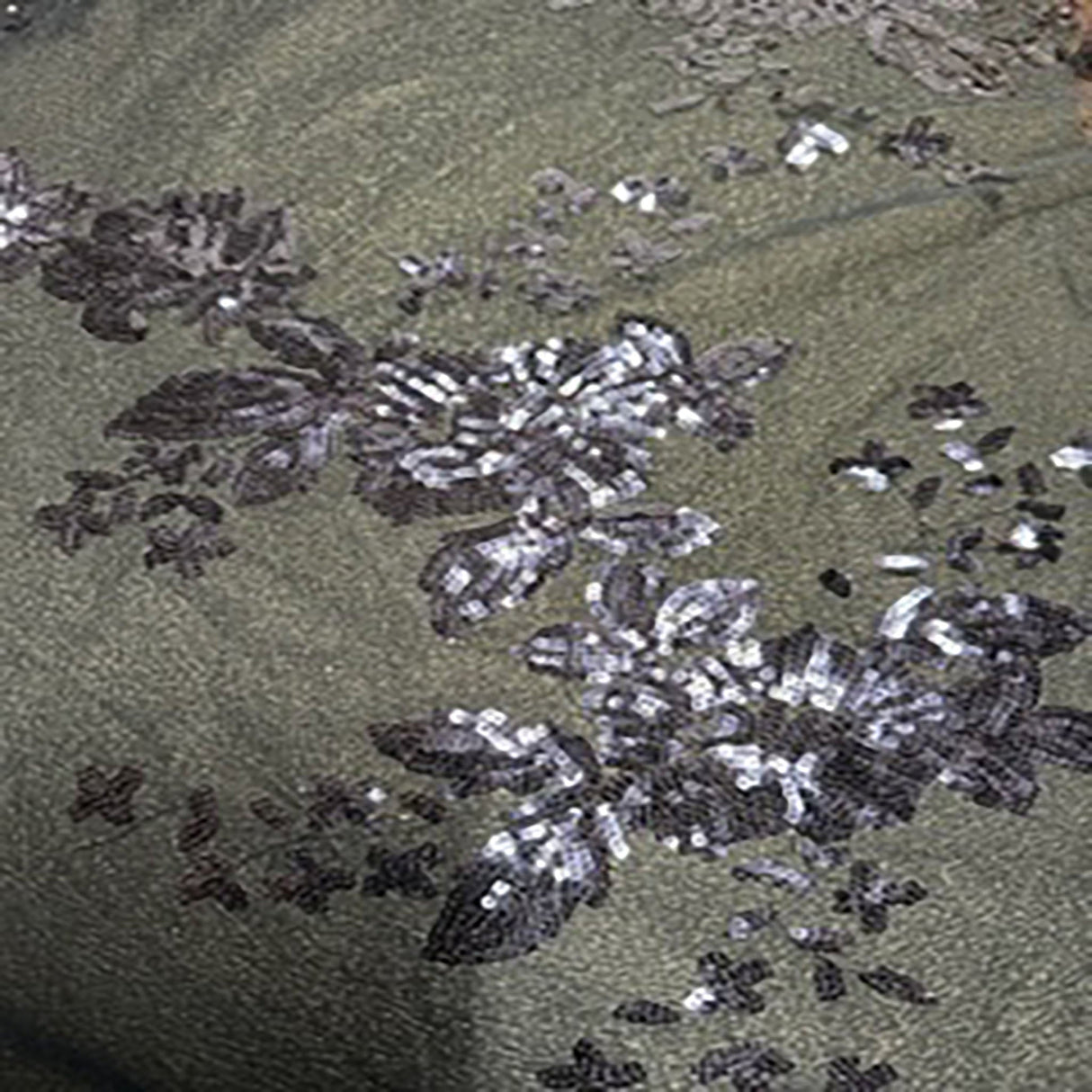 Polyester Mesh Fabric with Spread Flower Sequin