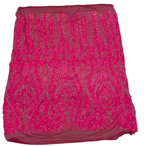 Anault Damask Stretch Sequins Nylon Spandex Mesh Fabric - Damask Sequins, 60" Width, 4-Way Stretch (1 Yard)