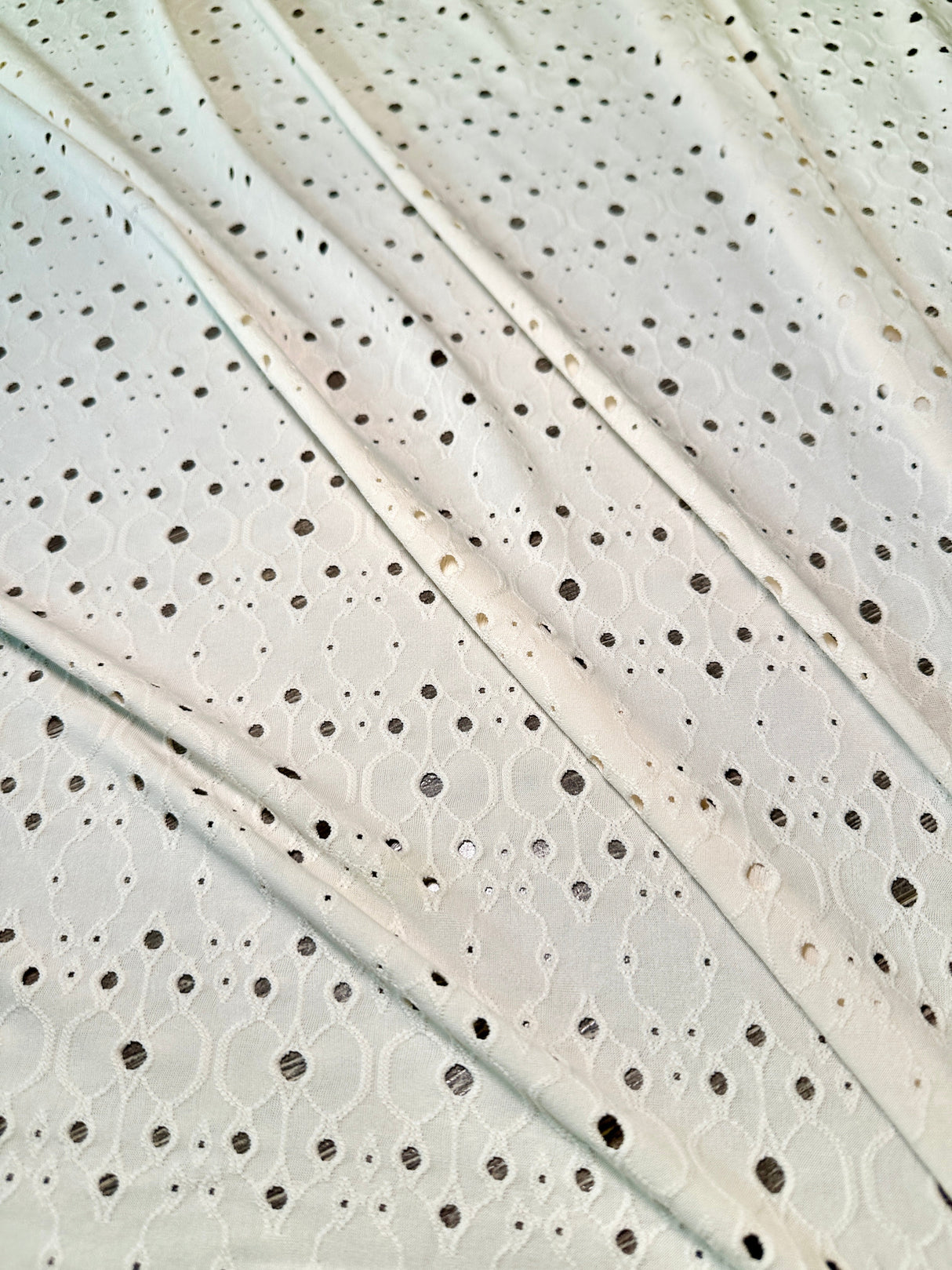 Ivory 4-Way Stretch Eyelet Knit