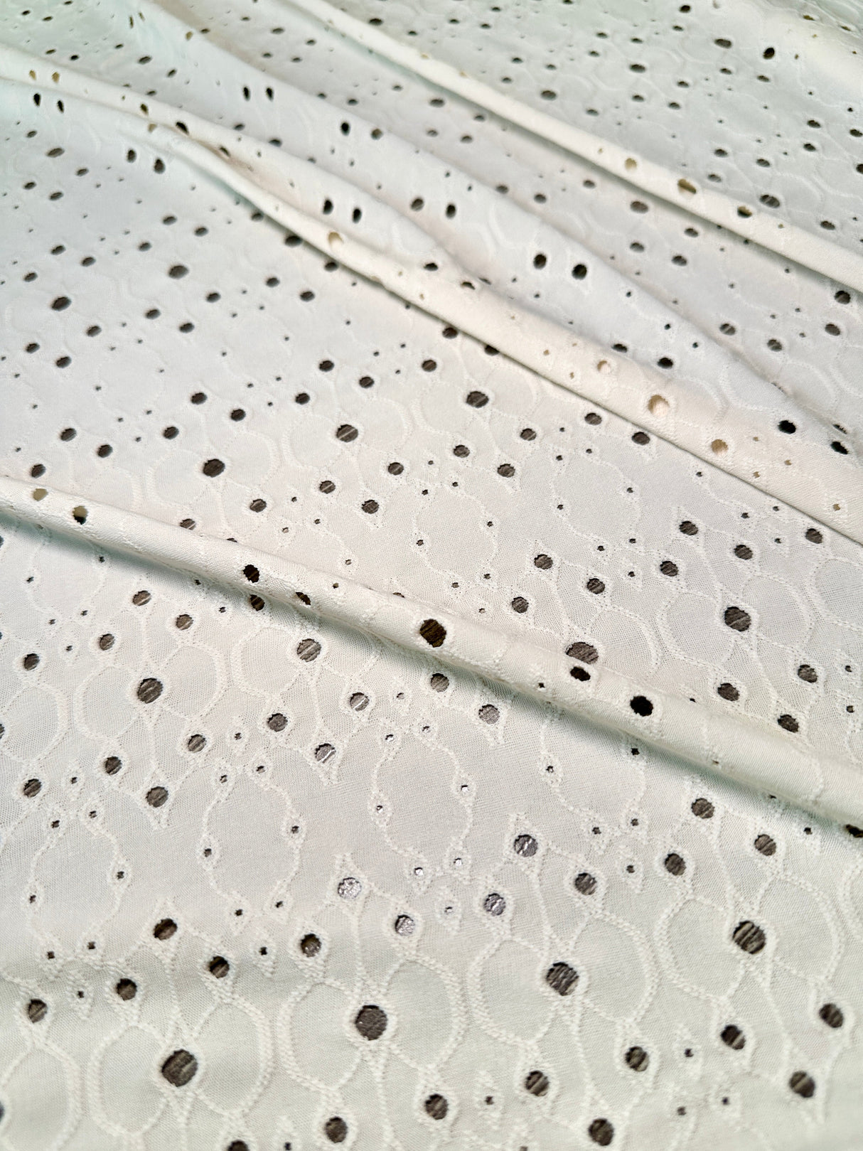 Ivory 4-Way Stretch Eyelet Knit