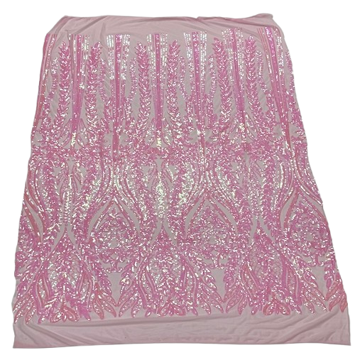 Anault Damask Stretch Sequins Nylon Spandex Mesh Fabric - Damask Sequins, 60" Width, 4-Way Stretch (1 Yard)