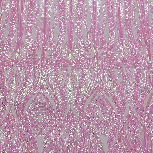 Anault Damask Stretch Sequins Nylon Spandex Mesh Fabric - Damask Sequins, 60" Width, 4-Way Stretch (1 Yard)