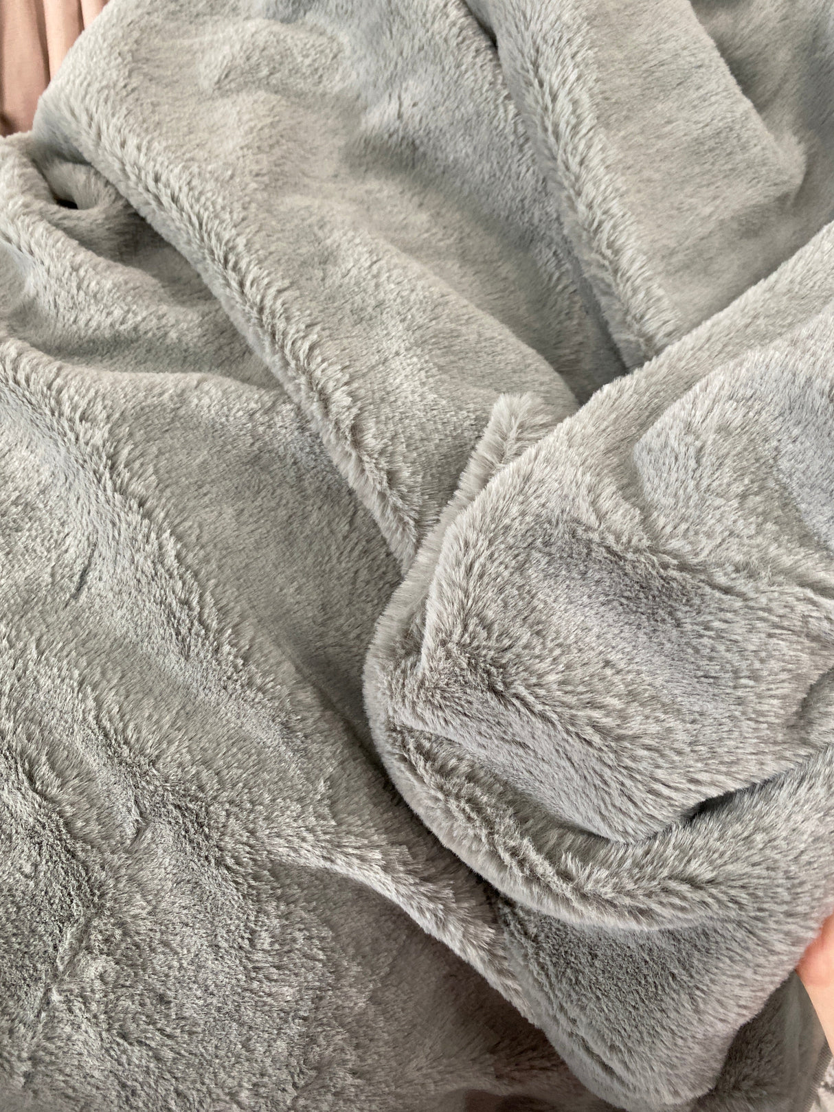 Gray Short Pile Bunny Faux Fur