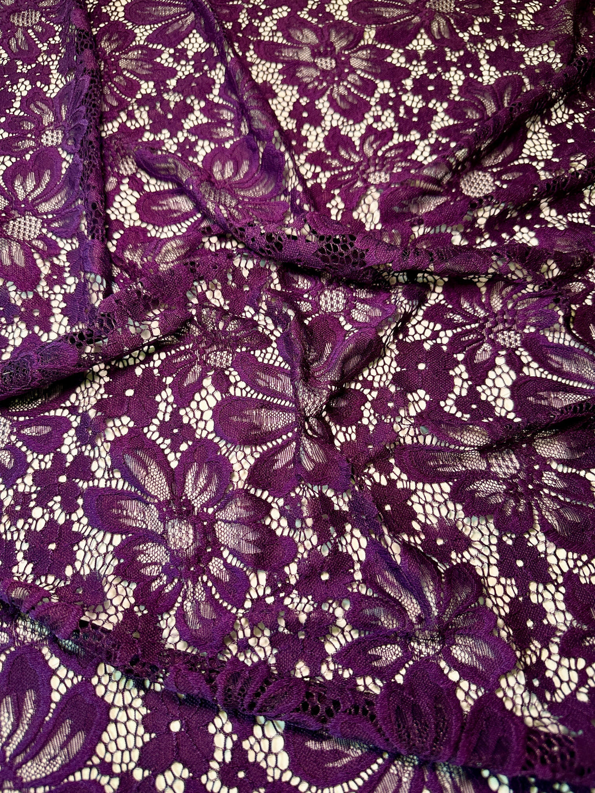 Purple Floral Chantilly Lace