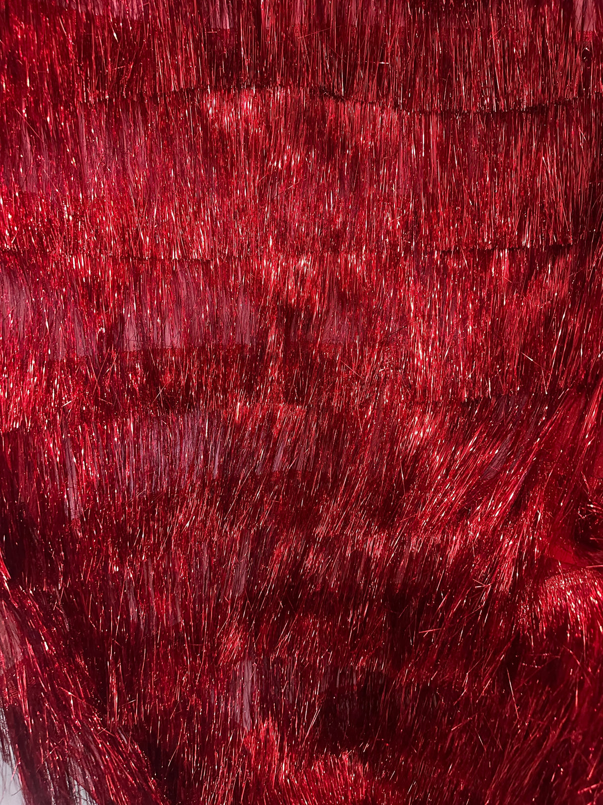 Red Fringe Metallic Mesh Fabric