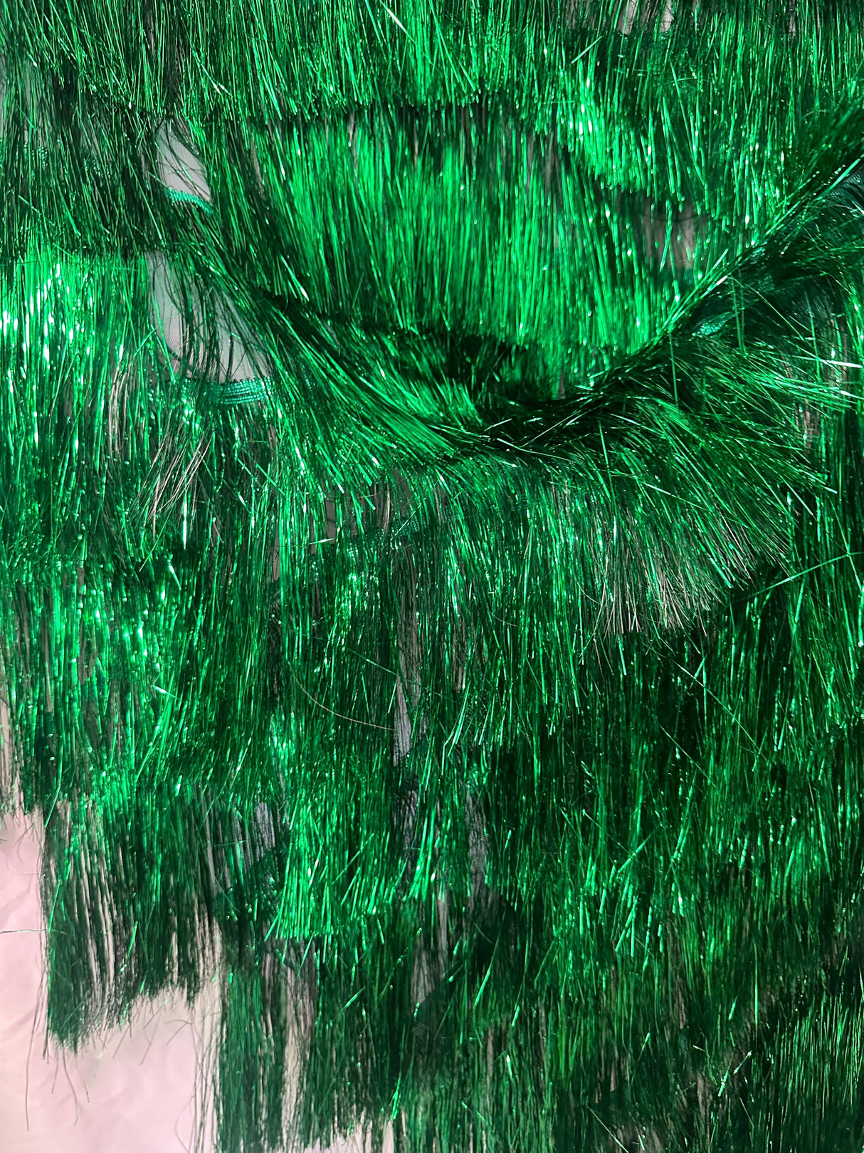 Metallic Fringe Mesh Base Fabric Kelly Green
