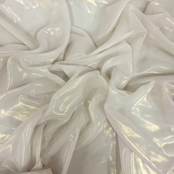 Metallic Liquid Reflective Foil Chiffon Fabric - Gold, White, Black, Pearl White, Silver, Metallic Foil, 59/60" Width (1 Yard)