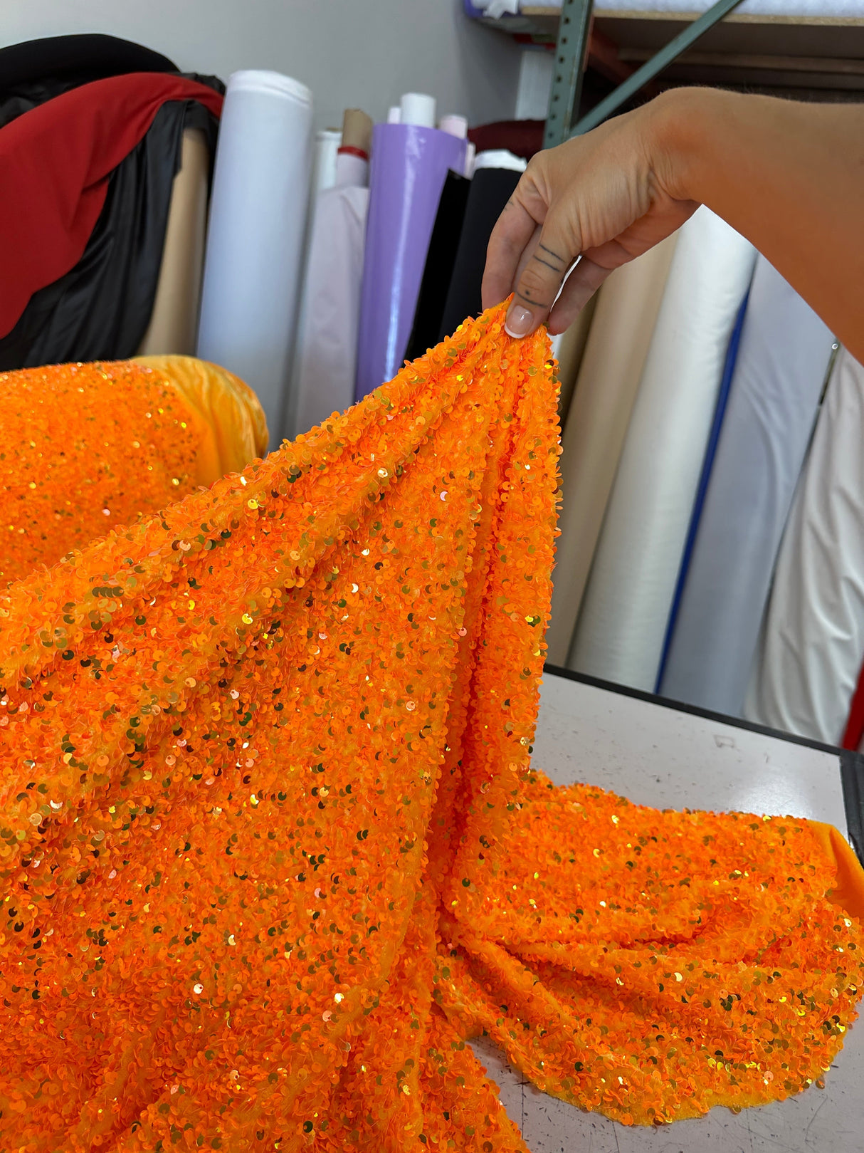 Sequin Velvet Orange