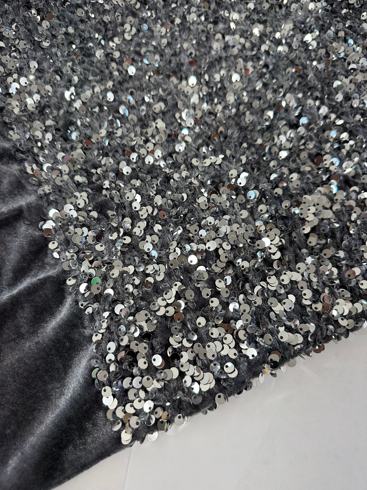Sequin on Velvet Silver Gray