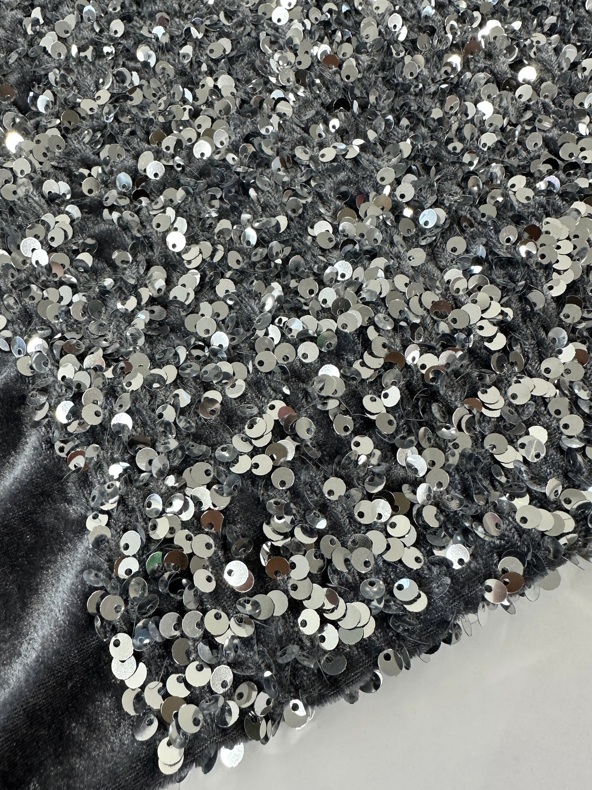 Sequin on Velvet Silver Gray