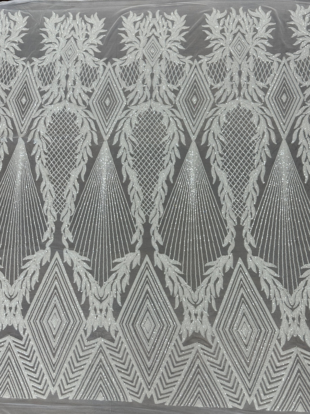 Stretch Sequin Mesh White