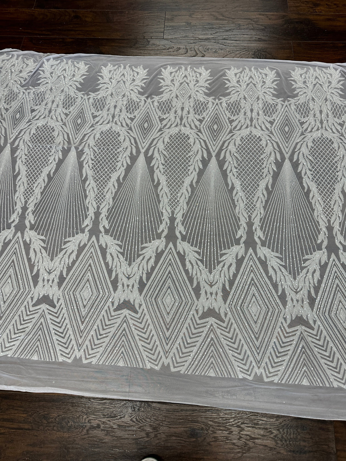 Stretch Sequin Mesh White