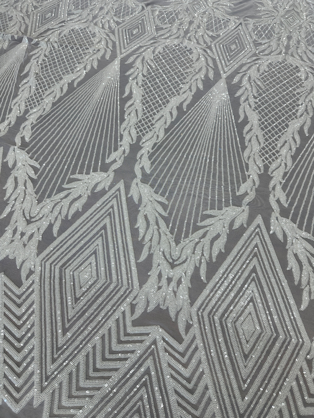 Stretch Sequin Mesh White