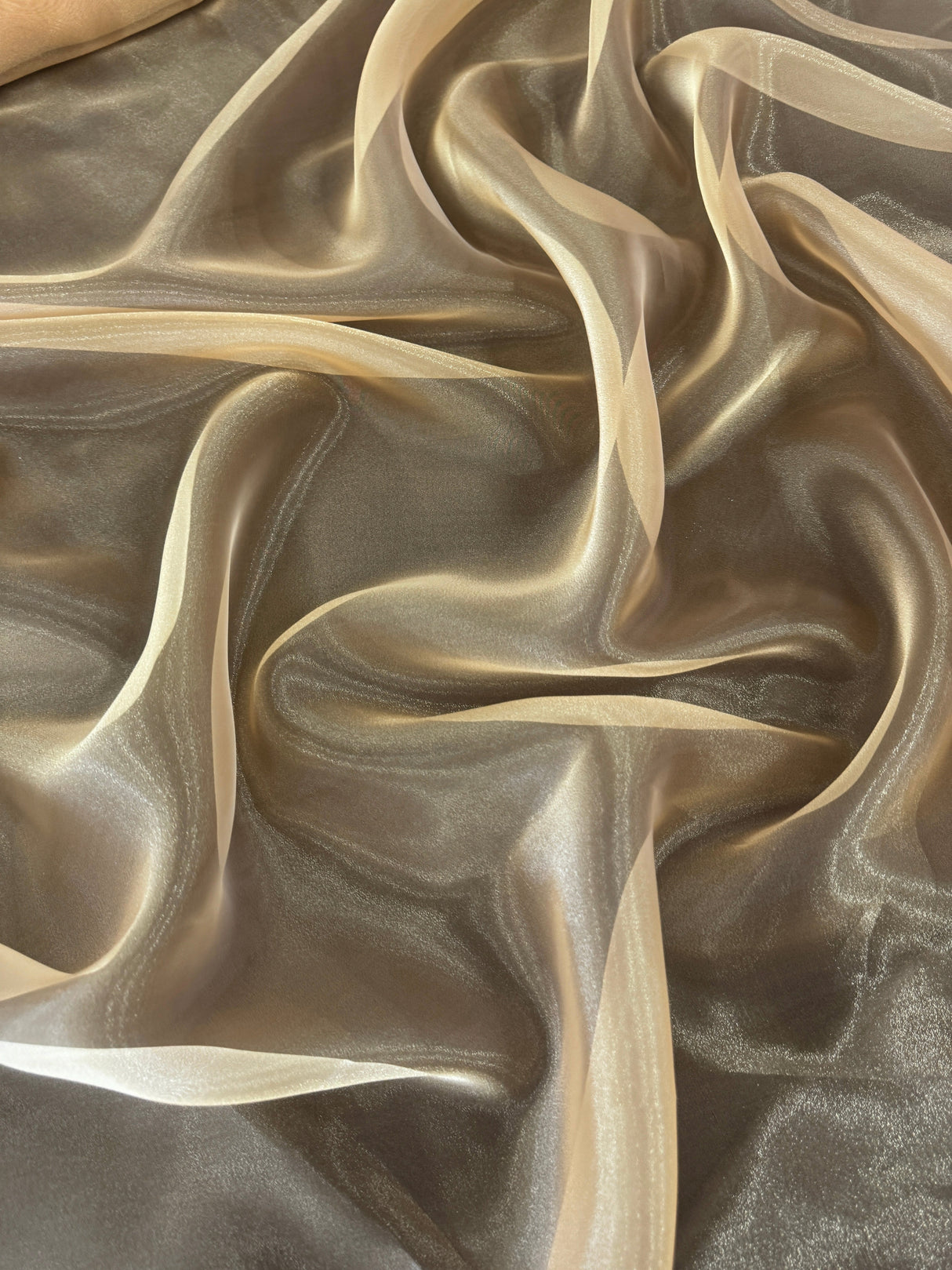 Shimmer Organza Khaki Crystal Organza