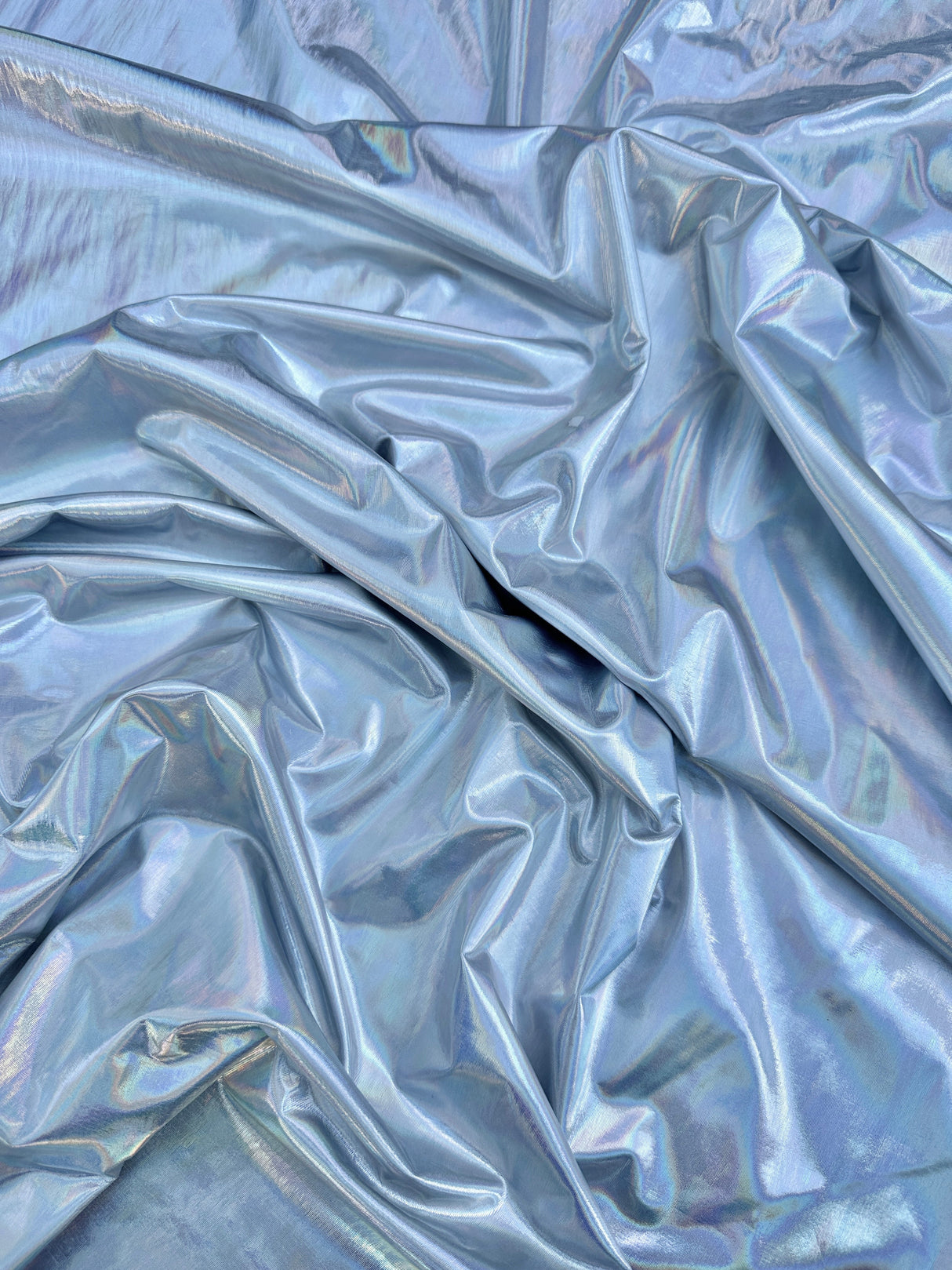 Shiny Silver Coated Spandex Pleather