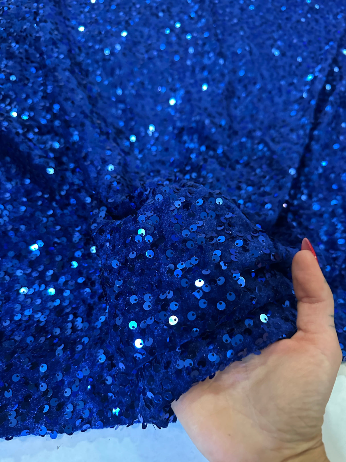 Stretch Sequin Velvet Royal Blue