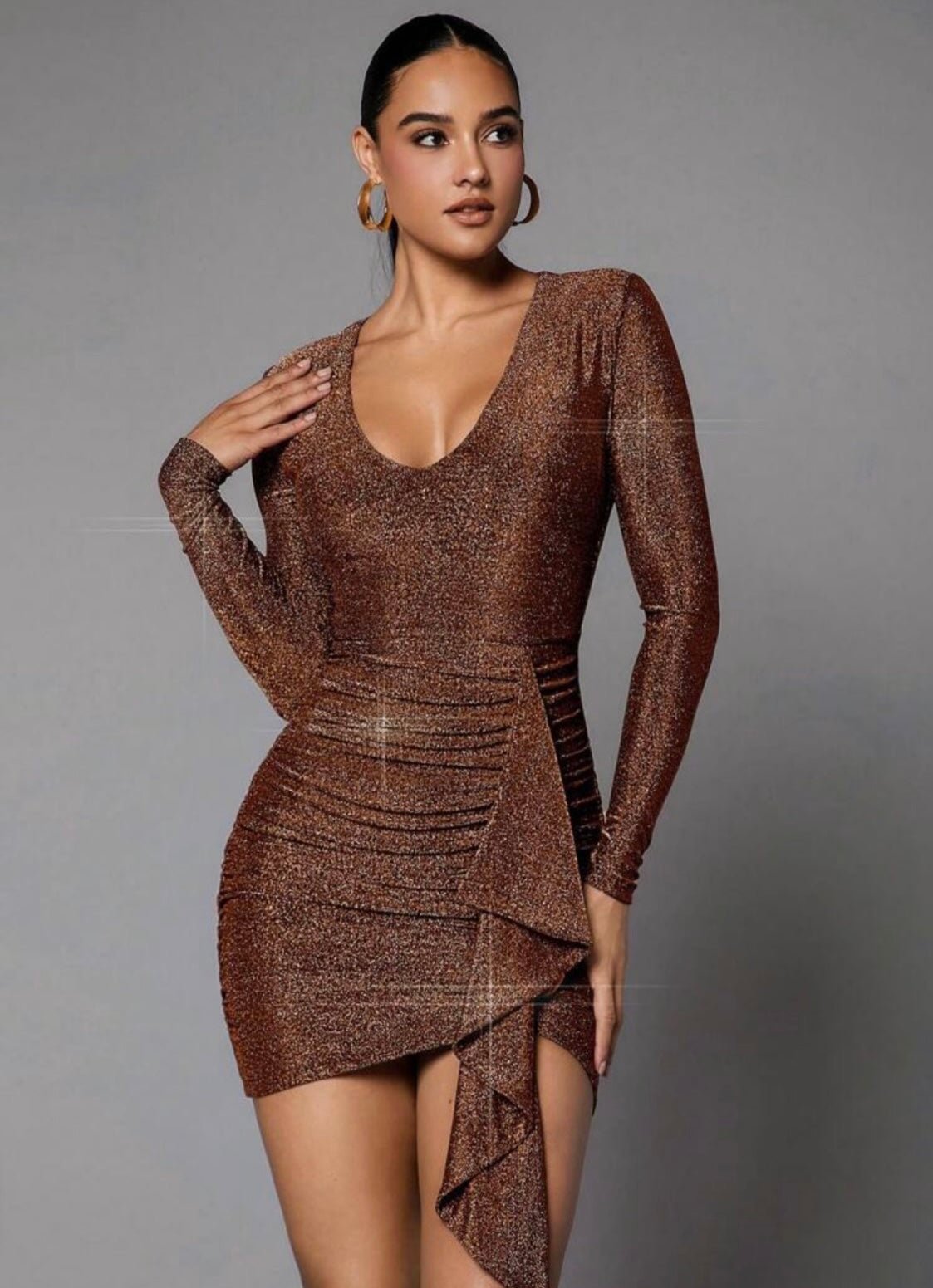 Bronze Copper Stretch Lurex Knit