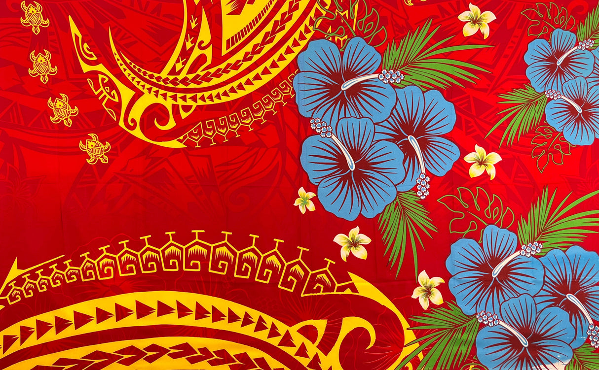Fiji Hibiscus Cluster Sarong Polyester Fabric - Hibiscus Cluster Print, 72" L x 45" W (1 Piece/Sarong)