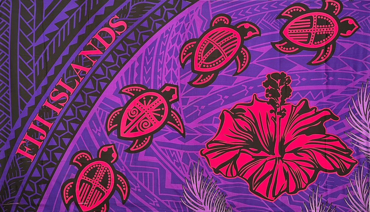 Polyester Sarong Turtle Hibiscus Fiji Islands Wrap
