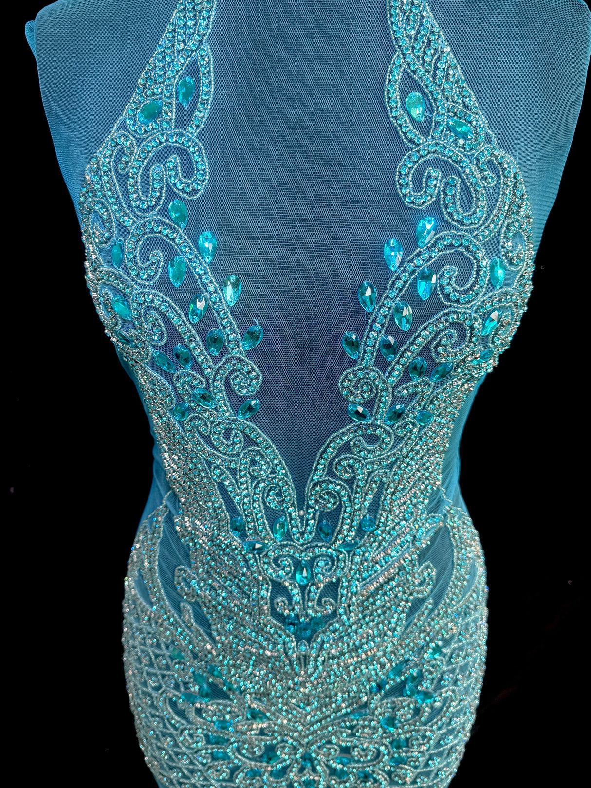 Turquoise Rhinestone Bodice Applique