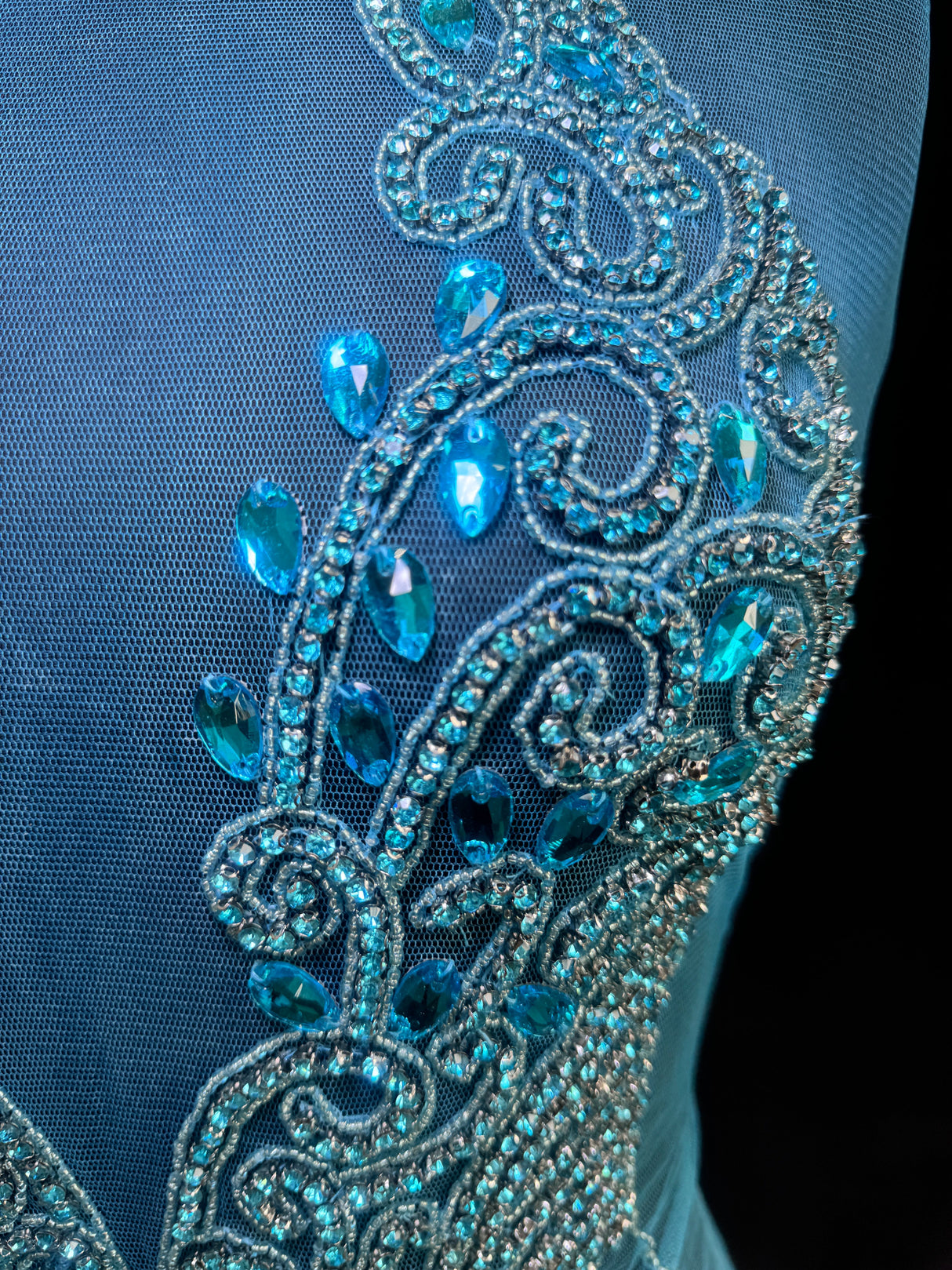 Turquoise Rhinestone Bodice Applique