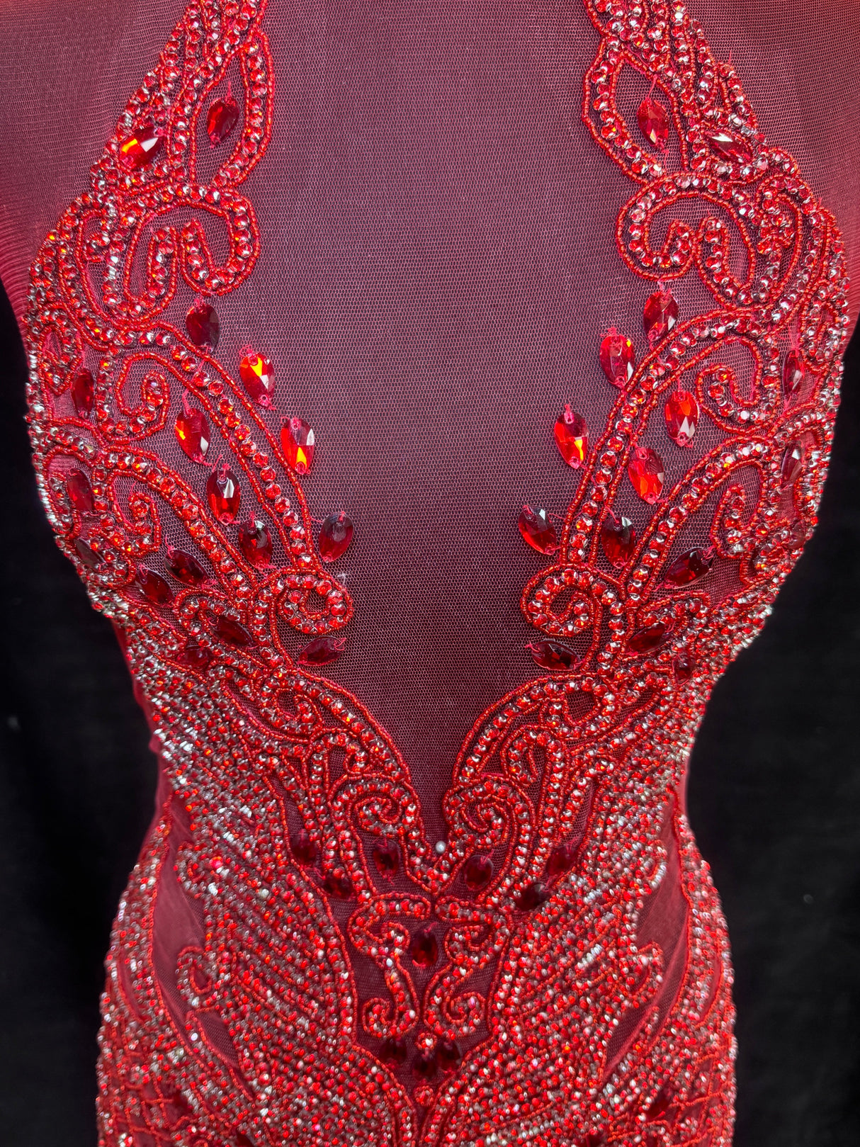 Red Rhinestone Bodice Applique
