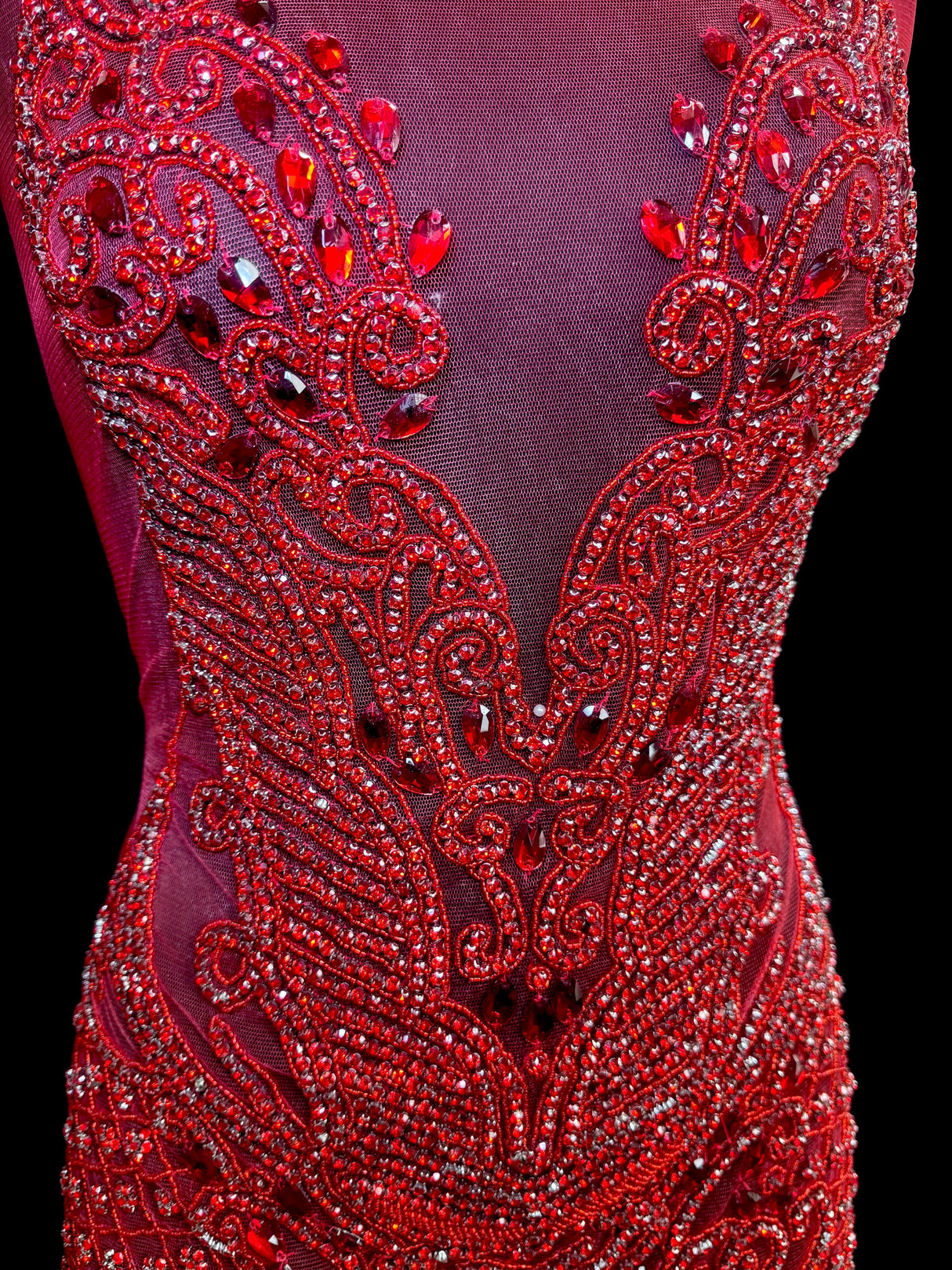 Red Rhinestone Bodice Applique