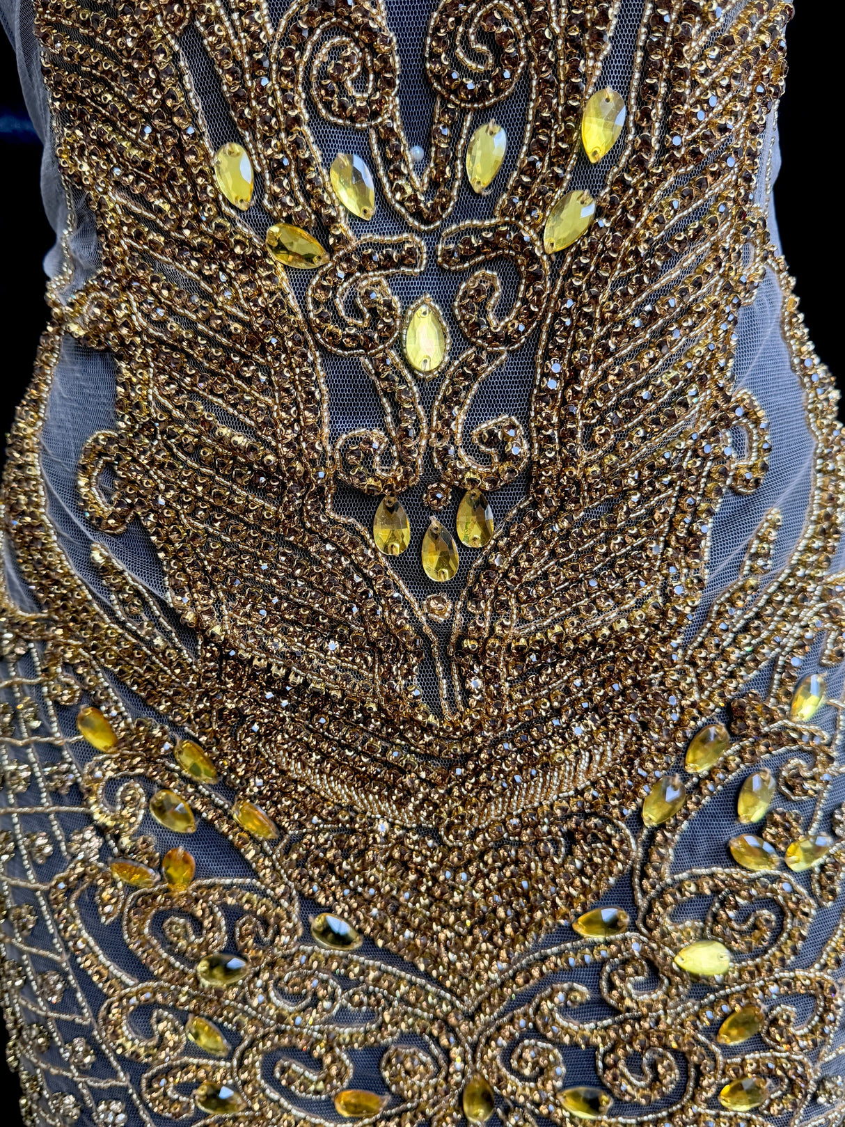 Gold Rhinestone Bodice Applique