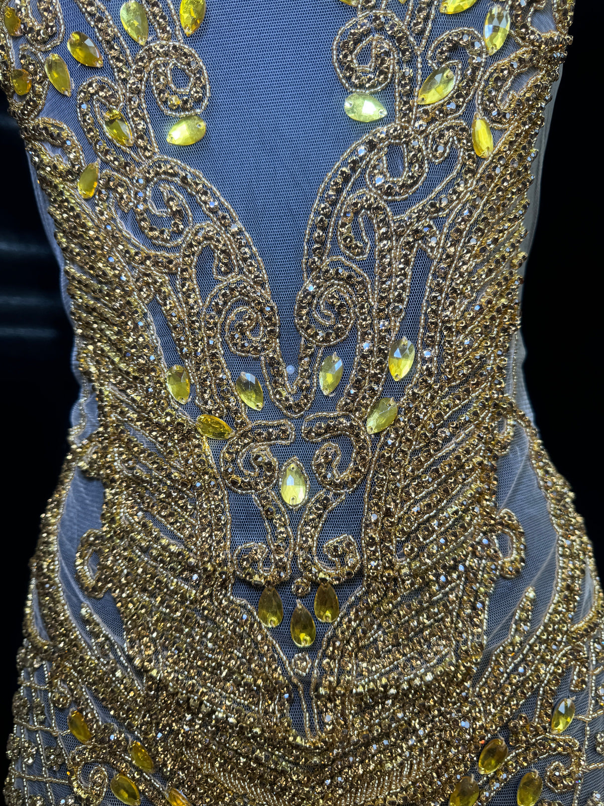 Gold Rhinestone Bodice Applique