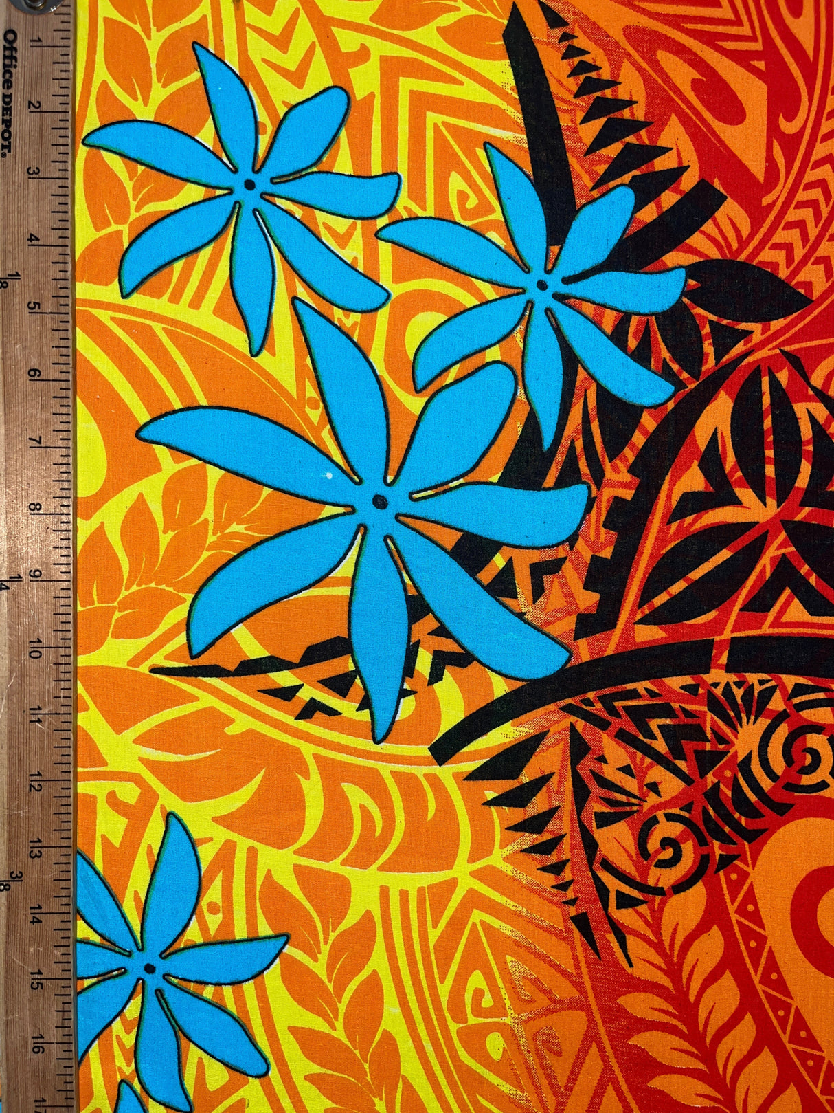 Tiare Traditional Tattoo Gradient Cotton Fabric - Gradient Tattoo Print, 44/45" Width (1 Yard)