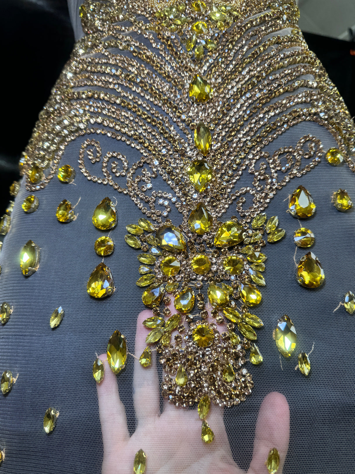 Gold Rhinestone Bodice Applique