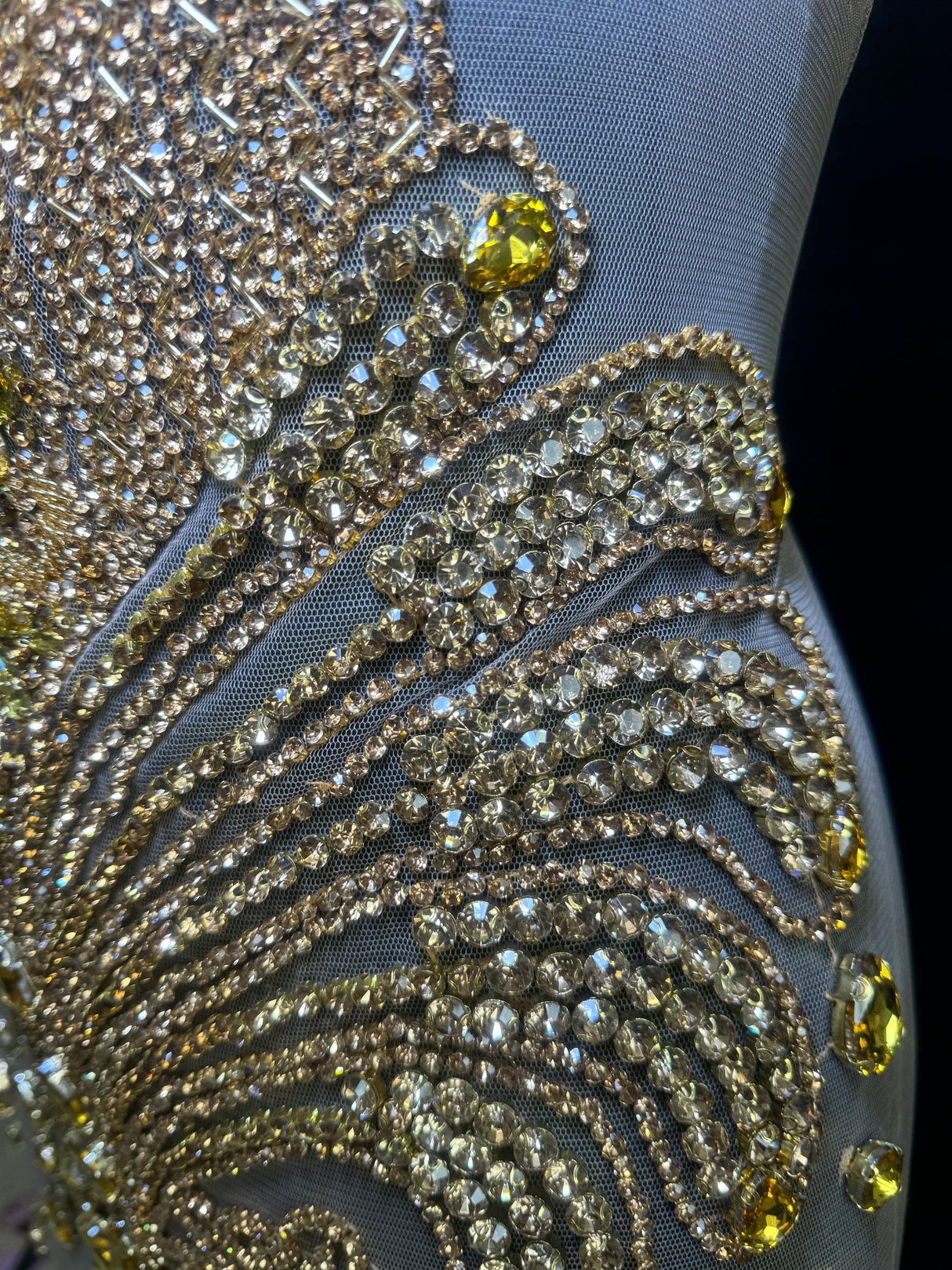 Gold Rhinestone Bodice Applique