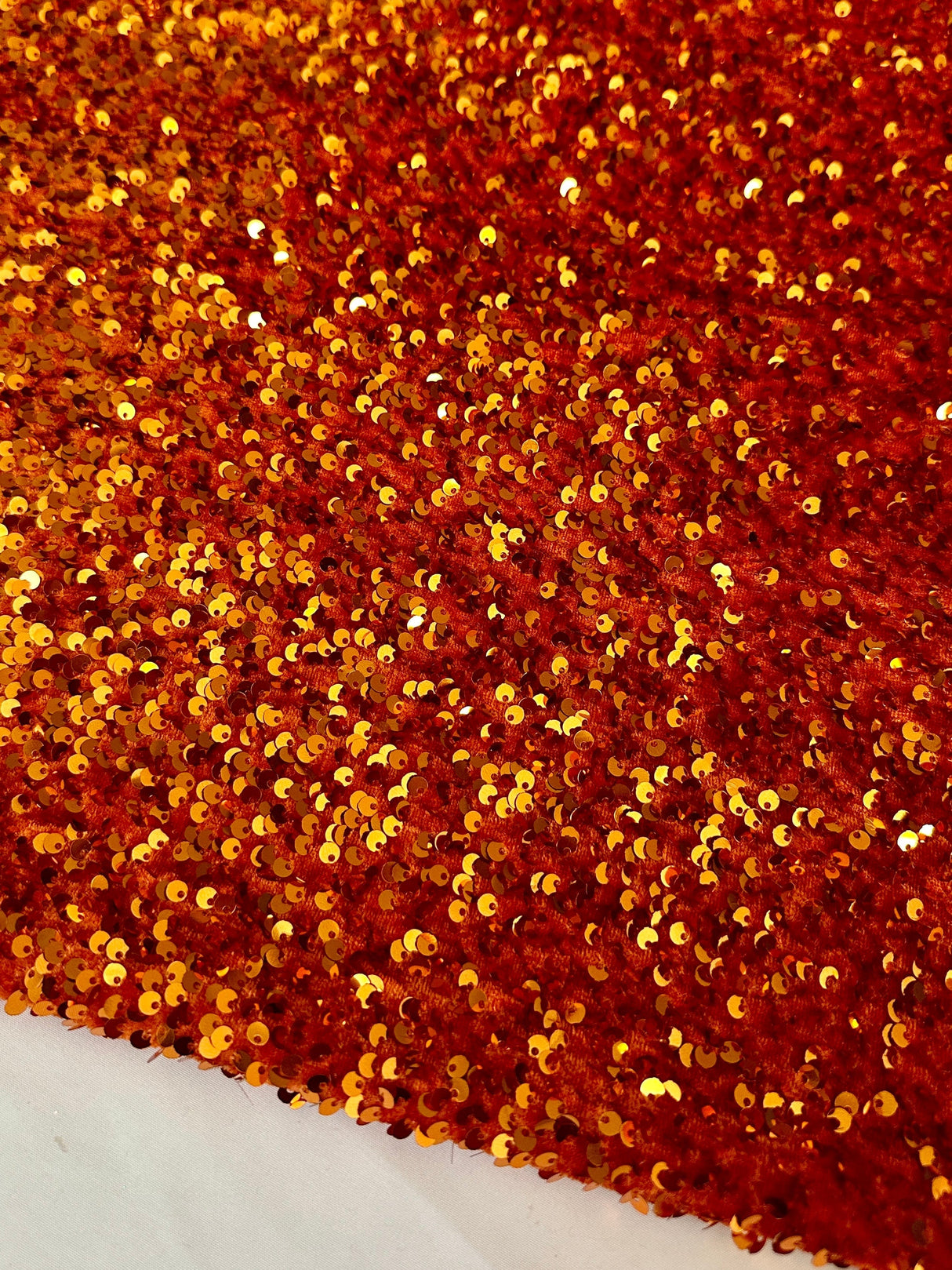 Stretch Sequin on Velvet Burnt Orange