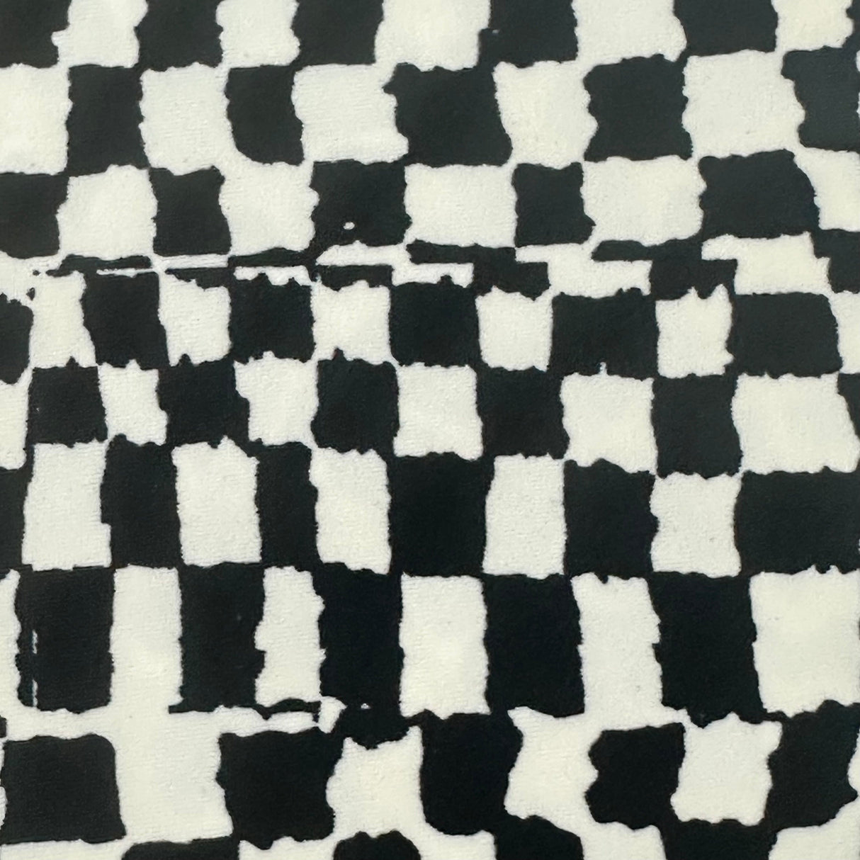Polyester Spandex Tricot Fabric Black White Checkered 60"