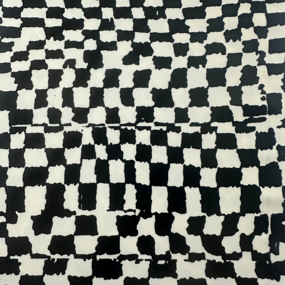 Polyester Spandex Tricot Fabric Black White Checkered 60"