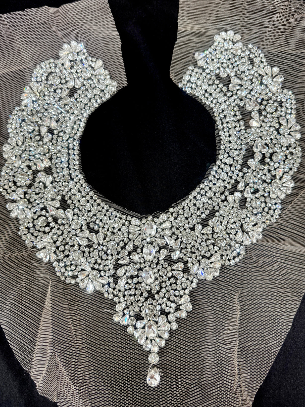 Silver Rhinestone Necklace Applique