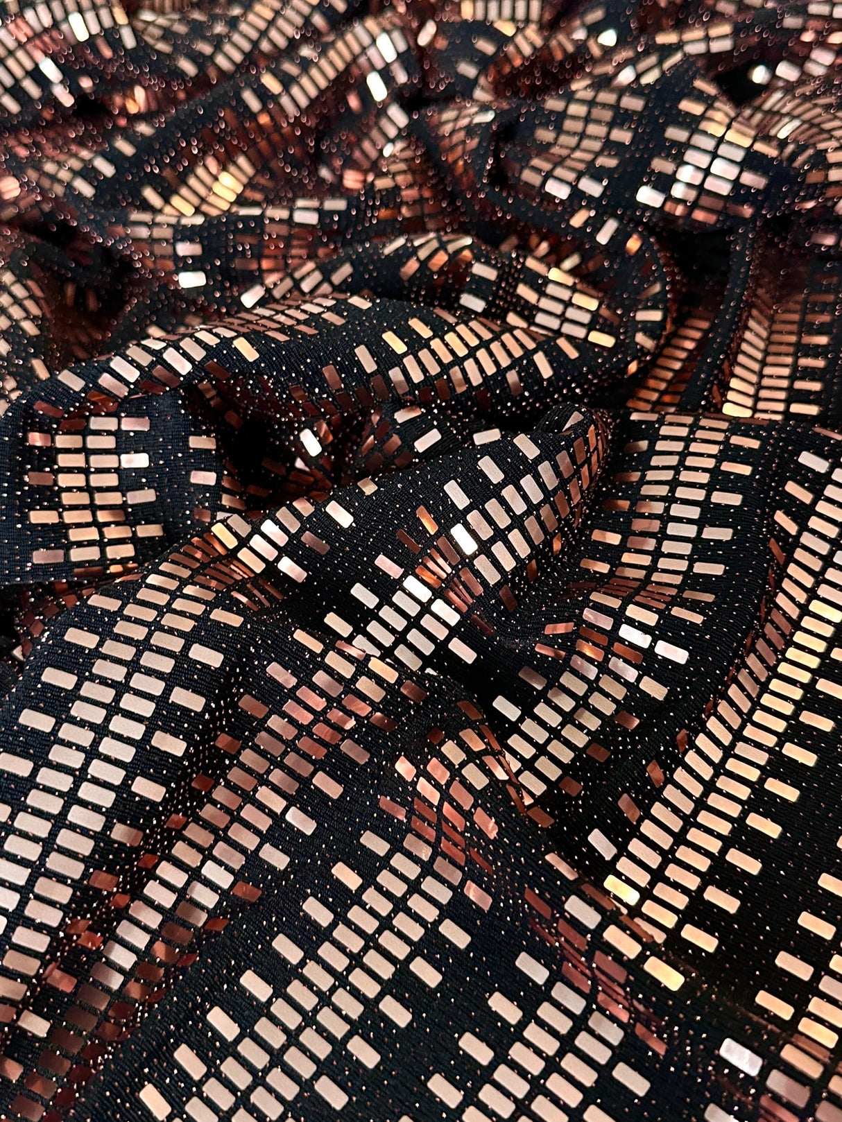 Stretch Mirror Sequin Knit Rose Gold