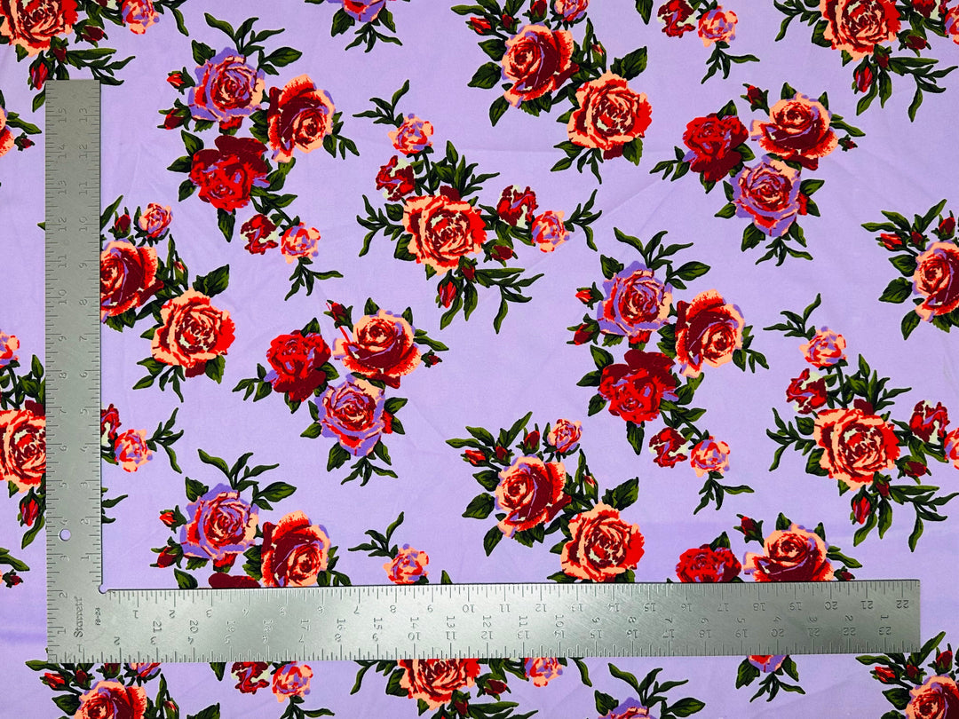 1 Yard Techno Crepe Knit Floral Print Fabric Soft Stretch 60 Inch Width