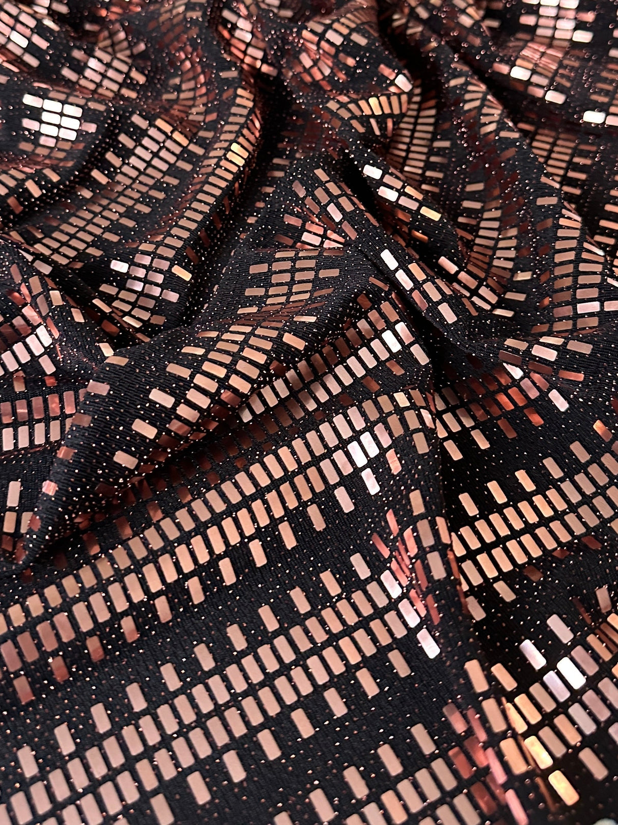 Stretch Mirror Sequin Knit Rose Gold