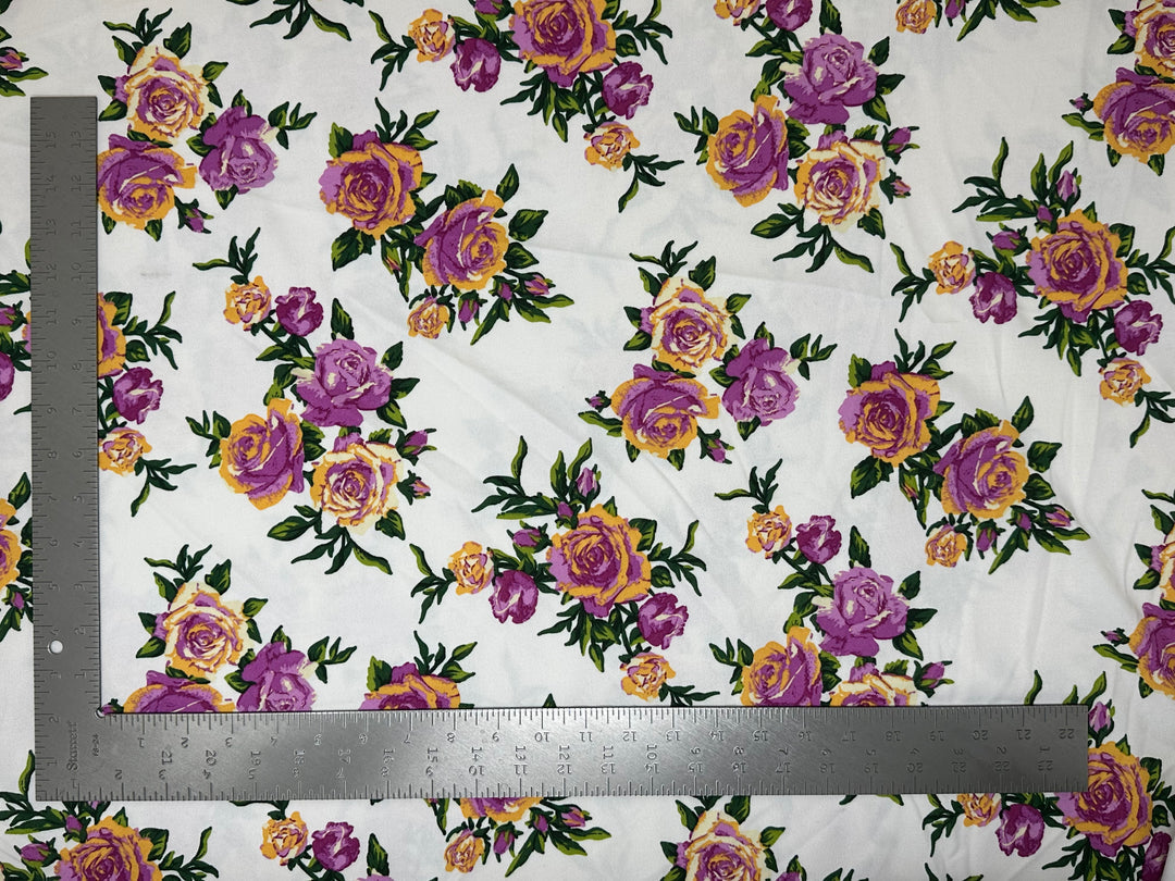 1 Yard Techno Crepe Knit Floral Print Fabric Soft Stretch 60 Inch Width