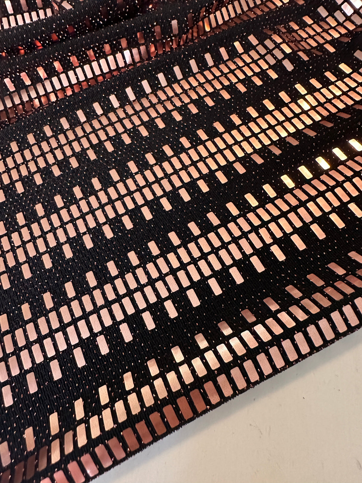 Stretch Mirror Sequin Knit Rose Gold