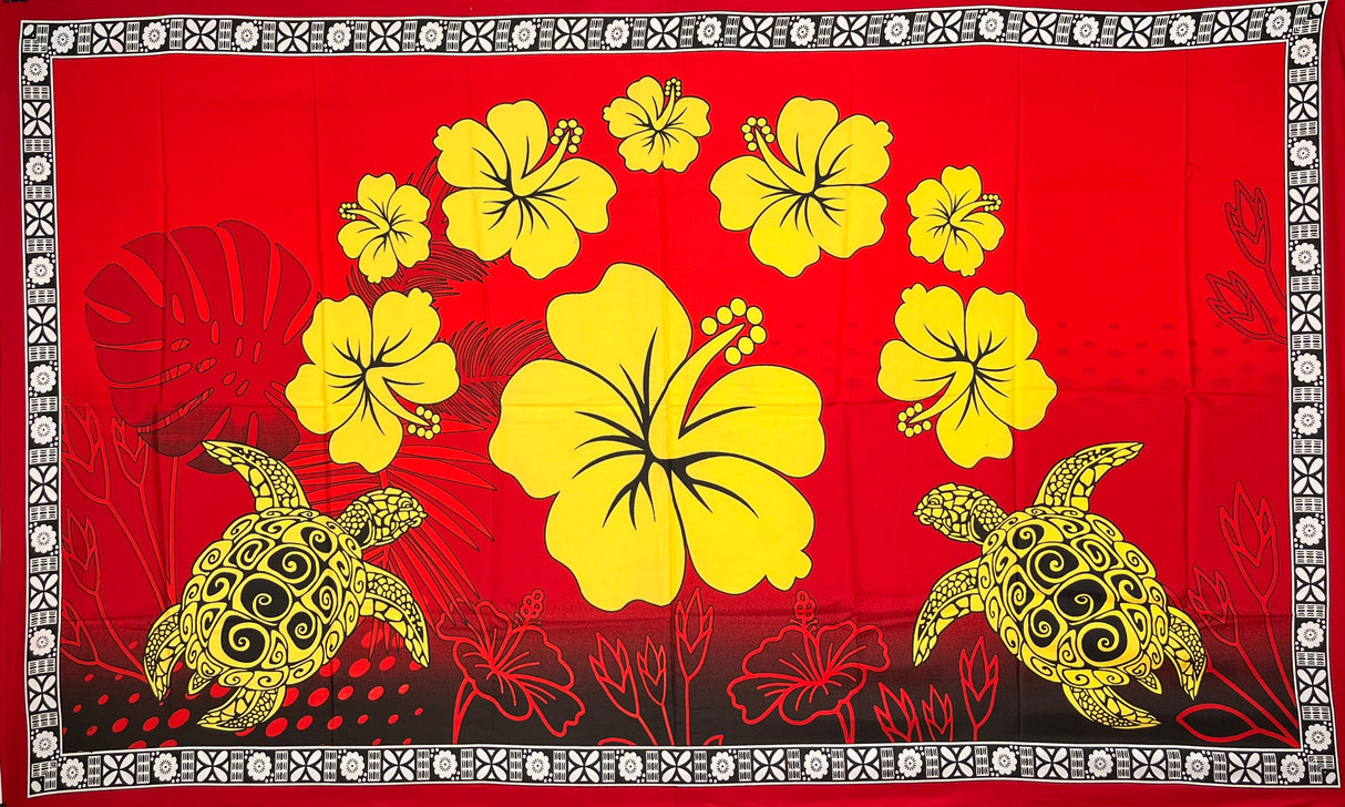 Tropical Arch Sarong Polyester Fabric - Tapa Border, Tropical Arch Print, 72" L X 45" W (1 Sarong)