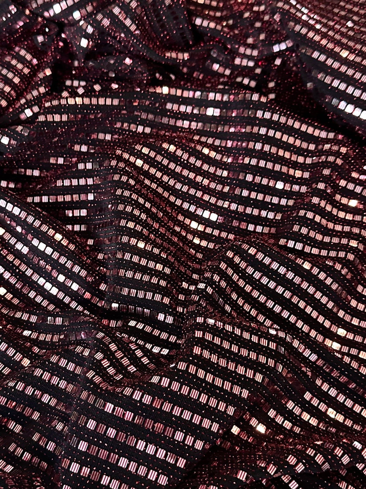 Stretch Mirror Sequin Knit Red Silver