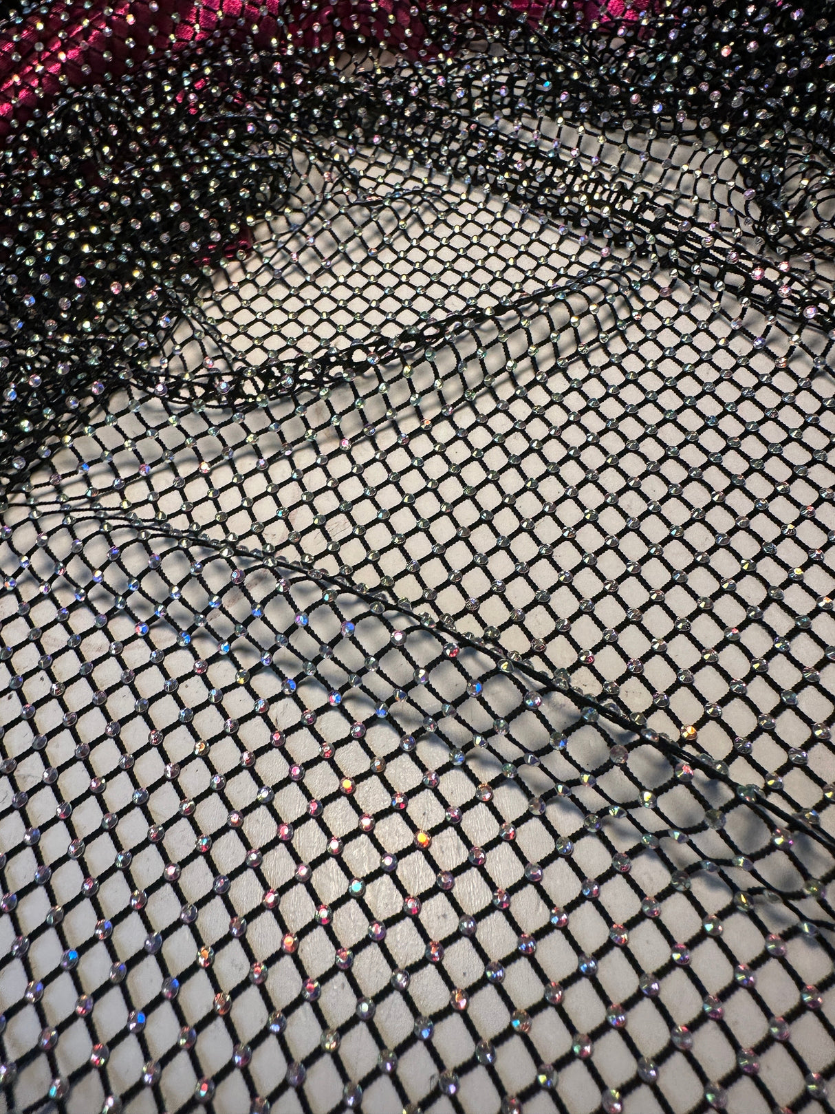 Black Rhinestone Diamond Fishnet Mesh