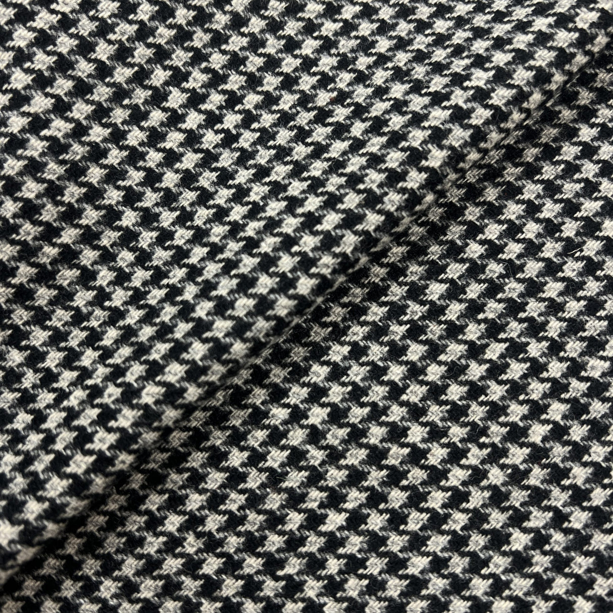 Black & Lt. Grey Houndstooth Wool Tweed Fabric - 58/60" Width