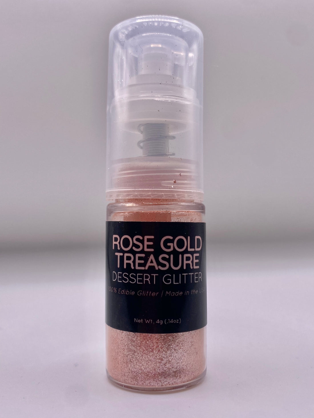 Rose Gold Dust Pump 4g – Shine Dessert Glitter, 100% Edible, Vegan & Gluten Free